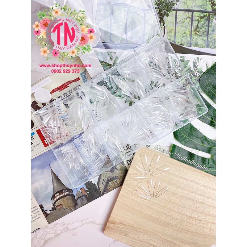 [HÀNG CHUẨN] Móng úp form nhọn, phom vuông nhọn HSM hộp kim cương - 500 móng