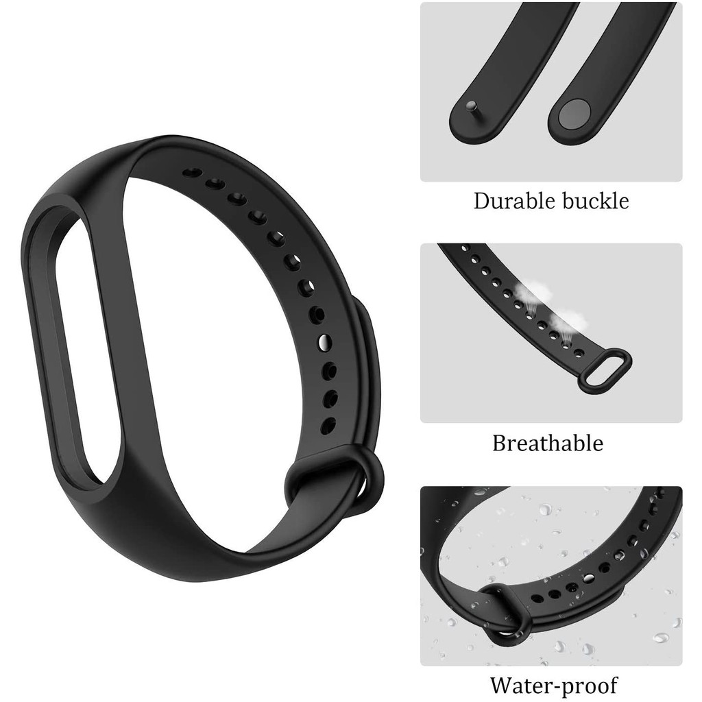 Dây đeo đồng hồ bằng silicon màu trơn thay thế cho Xiaomi Mi Band 3 / Mi Band 4 / Mi Band 3 / Mi Band 4 / Mi Band 5