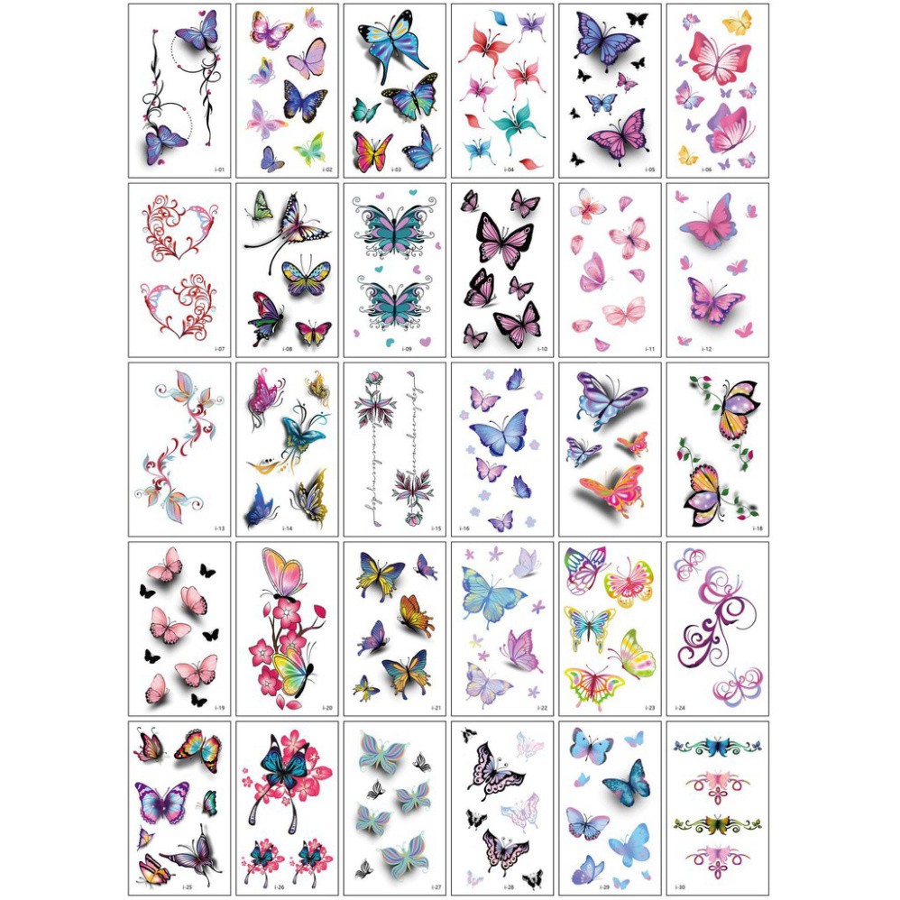 PVN12258 Hình xăm dán 3D cho 15 ngày set 30 hình săm dán tạm thời cho nữ nhiều hình từ hoa cô gái tattoo T8