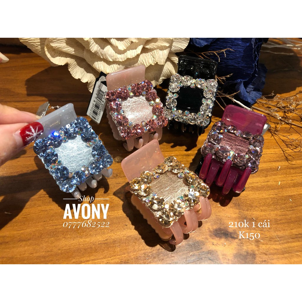 Kẹp càng cua 5 răng đính đá cao cấp hạt to Marcely