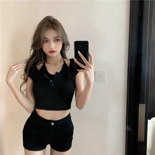 (Video thật) Áo Croptop Yếm Kiểu Nút