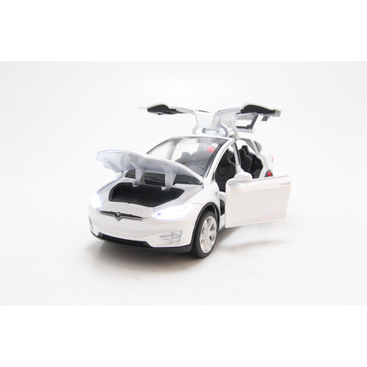 MÔ HÌNH XE XE MÔ HÌNH TESLA MODEL X WHITE 1:32 PROSWON