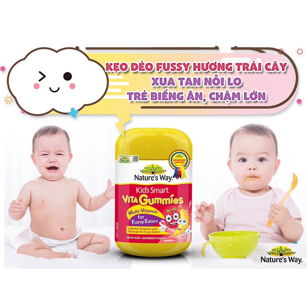 Vitamin Tổng Hợp Cho Trẻ Biếng Ăn Nature's Way Kids Smart Vita Gummies MultiVitamin - Lọ 60 Viên