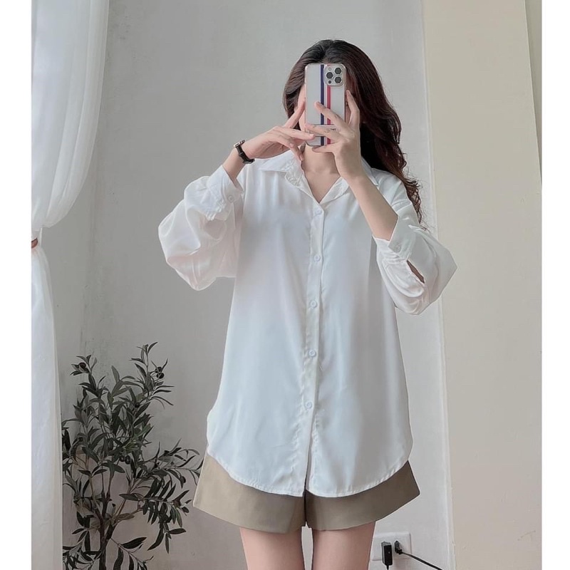 Áo sơ mi dáng rộng trơn ulzzang nhiều màu 0905