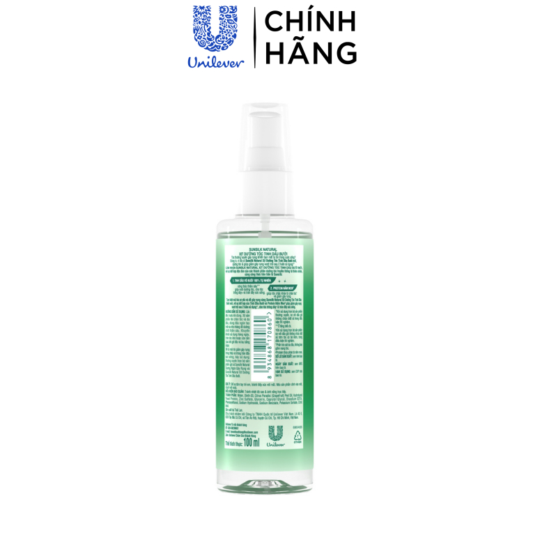 Xịt dưỡng tóc tinh dầu bưởi Sunsilk Natural giúp tóc chắc khỏe và giảm gãy rụng 100ml