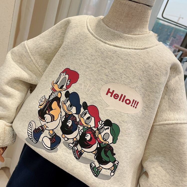 Áo Sweater Cổ Tròn Bằng Vải Nhung Thoải Mái Thời Trang Mùa Thu Mới Cho Bé Trai Và Gái