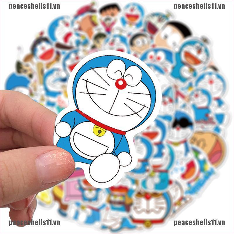 DORAEMON Bộ 50 Hình Dán Doraemon Xinh Xắn Trang Trí Xe Hơi / Xe Máy / Laptop