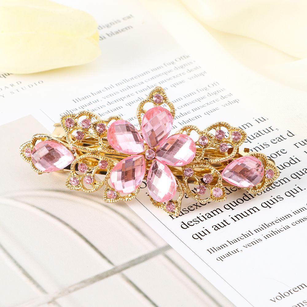 ❦Tôi❦ Kẹp Tóc Hình Hoa Năm Cánh Đính Pha Lê Phong Cách Hàn Quốc