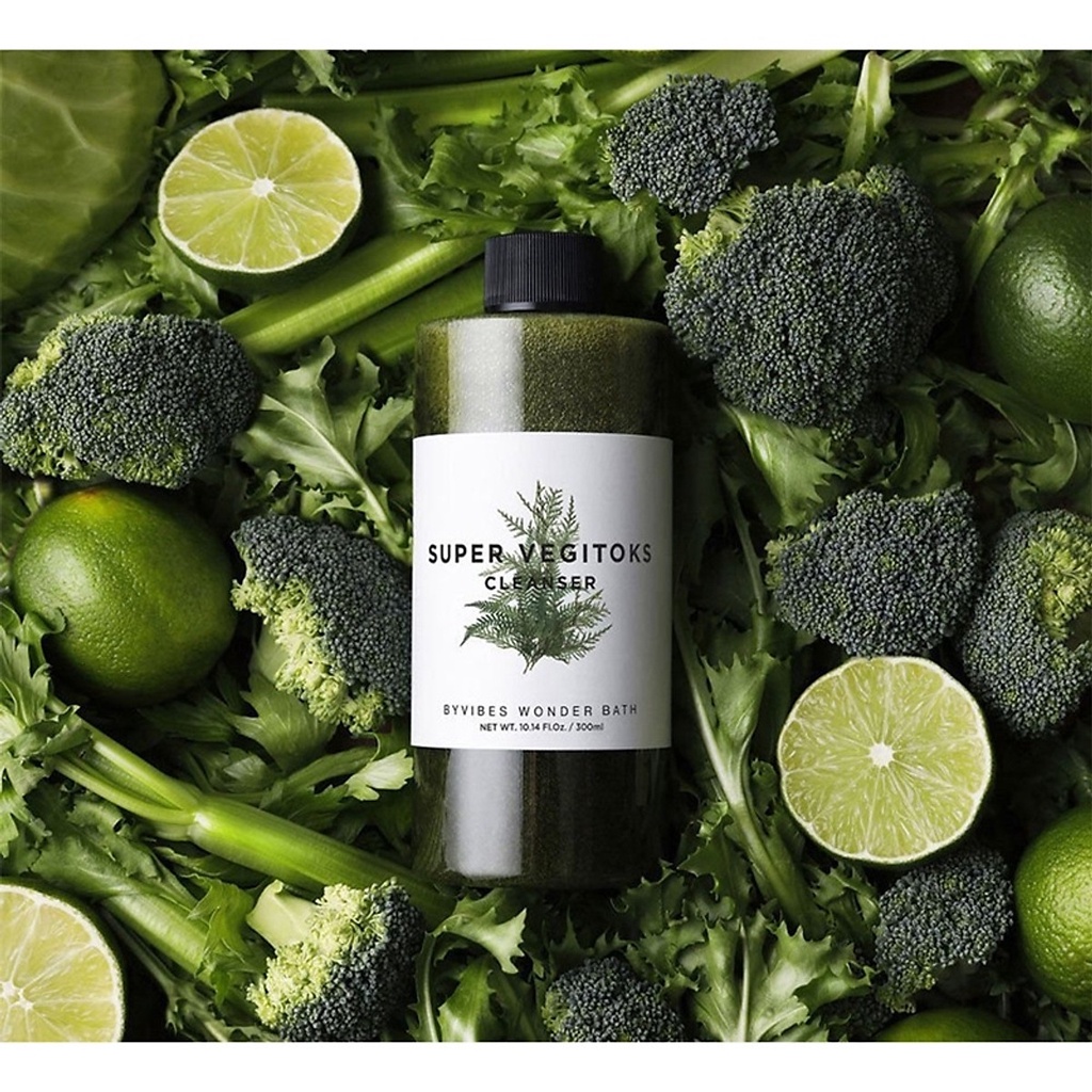 Sữa Rửa Mặt Thải Độc Sủi Bọt Rau Củ Super Vegitoks Cleanser - Màu Xanh