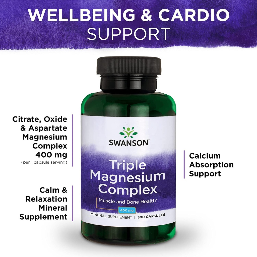 Magnesium | Swanson Triple Magnesium Complex 400 mg  - Magie Hàm Lượng Cao - Chính hãng - The Shape
