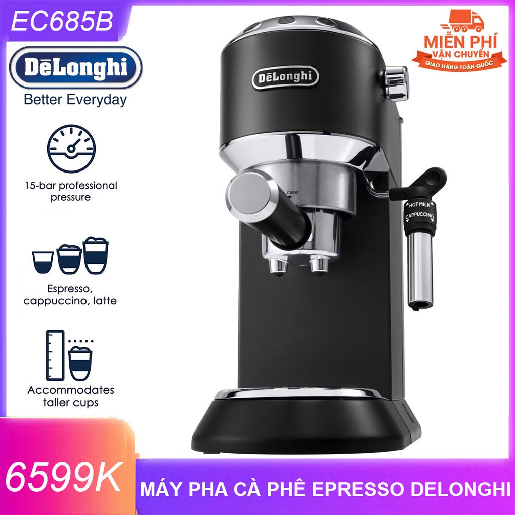 Máy pha cà phê Espresso Delonghi EC685 Máy pha cà phê mini gia đình Áp suất 15Bar- Hàng chính hãng mới nguyên hộp 100%