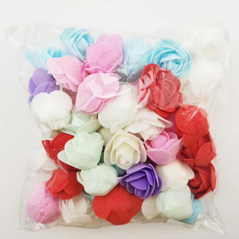 50pcs/ Bag Multicolor Mini PE Foam Rose Head Artificial Handmade Rose Head DIY Wedding Home Decoration Festival Party Supplies