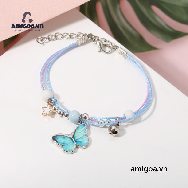 ✨✨Vòng tay dây bện mặt hình bướm bằng kim loại có chuông cho các cặp đôi