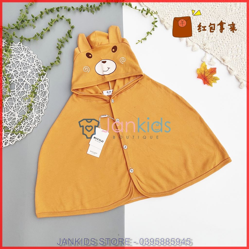 Áo choàng hình thú 100% cotton che nắng, chắn gió cho bé trai, bé gái từ 8-18kg, áo choàng nắng cho bé