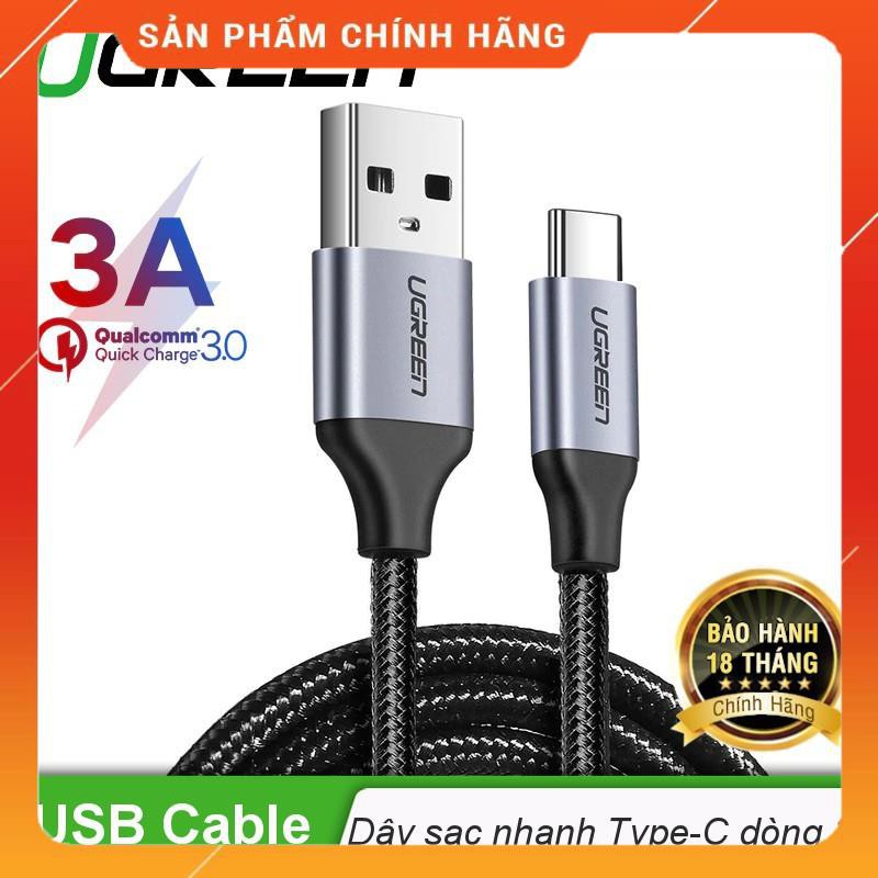 Cáp Sạc Nhanh Type-c 3A Ugreen US288 Đầu Bọc Nhôm Vỏ Nylon Bện Siêu Bền dailyphukien