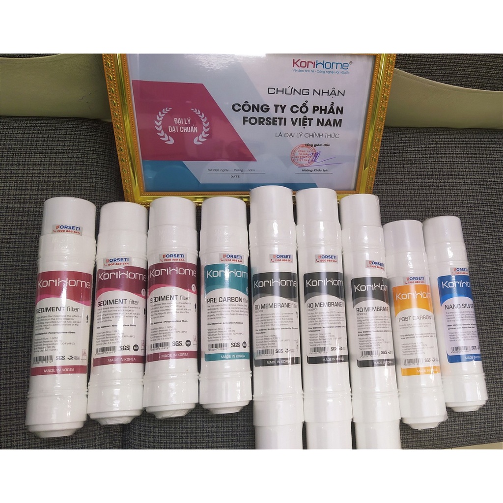 Combo 9 lõi lọc nước Korihome chính hãng dùng cho máy lọc nước Korihome K Book K93