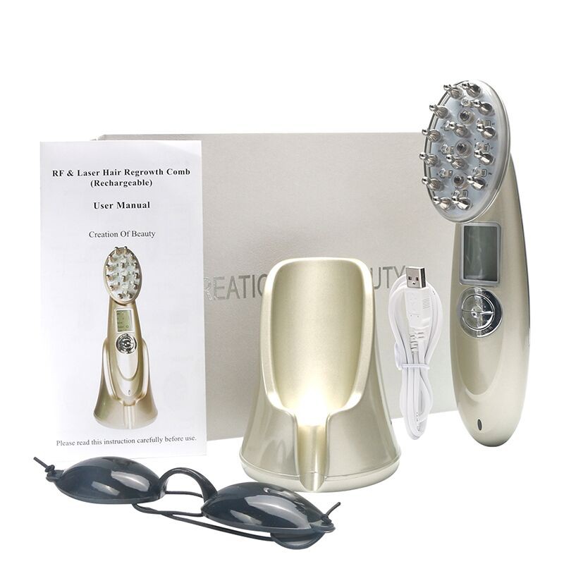 Lược Massage Kích Thích Mọc Tóc Bằng Tia Laser Hồng Ngoại RF Ánh Sáng Đỏ EMS Chống Rụng Tóc