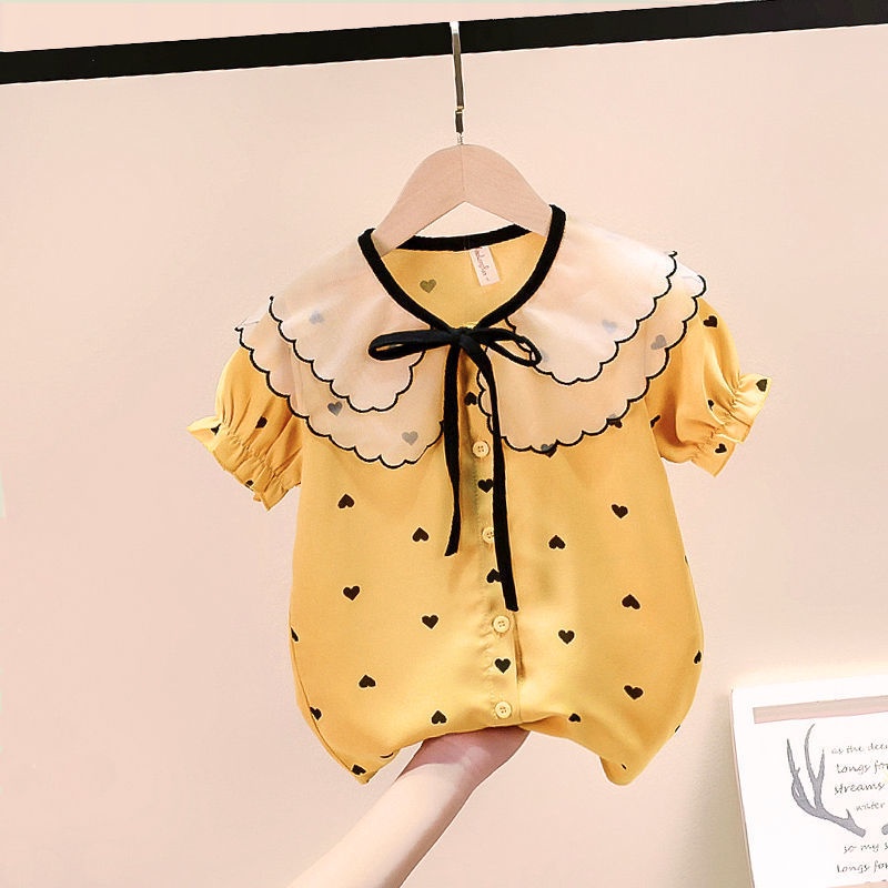 Áo Sơ Mi Tay Ngắn Màu Trắng Phong Cách Mới Cho Bé Gái