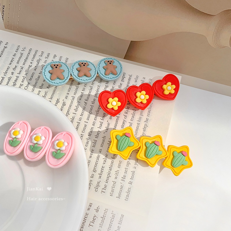 Kẹp Tóc Mái Hình Ngôi Sao / Trái Tim Hoạt Hình Dễ Thương