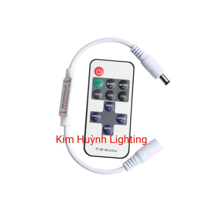 Bộ điều khiển kèm remote RF dùng cho led dây, neon, thanh led điện áp 12V đơn sắc