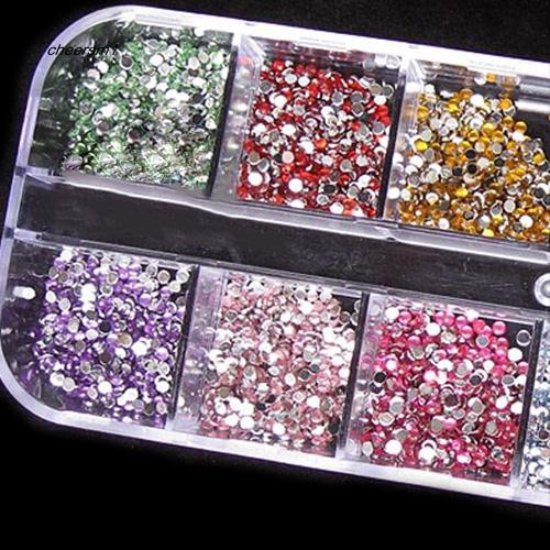 Set 1200 Hạt Lấp Lánh 2mm Nhiều Màu Dành Cho Dán Trang Trí Móng Tay Kèm Hộp Đựng
