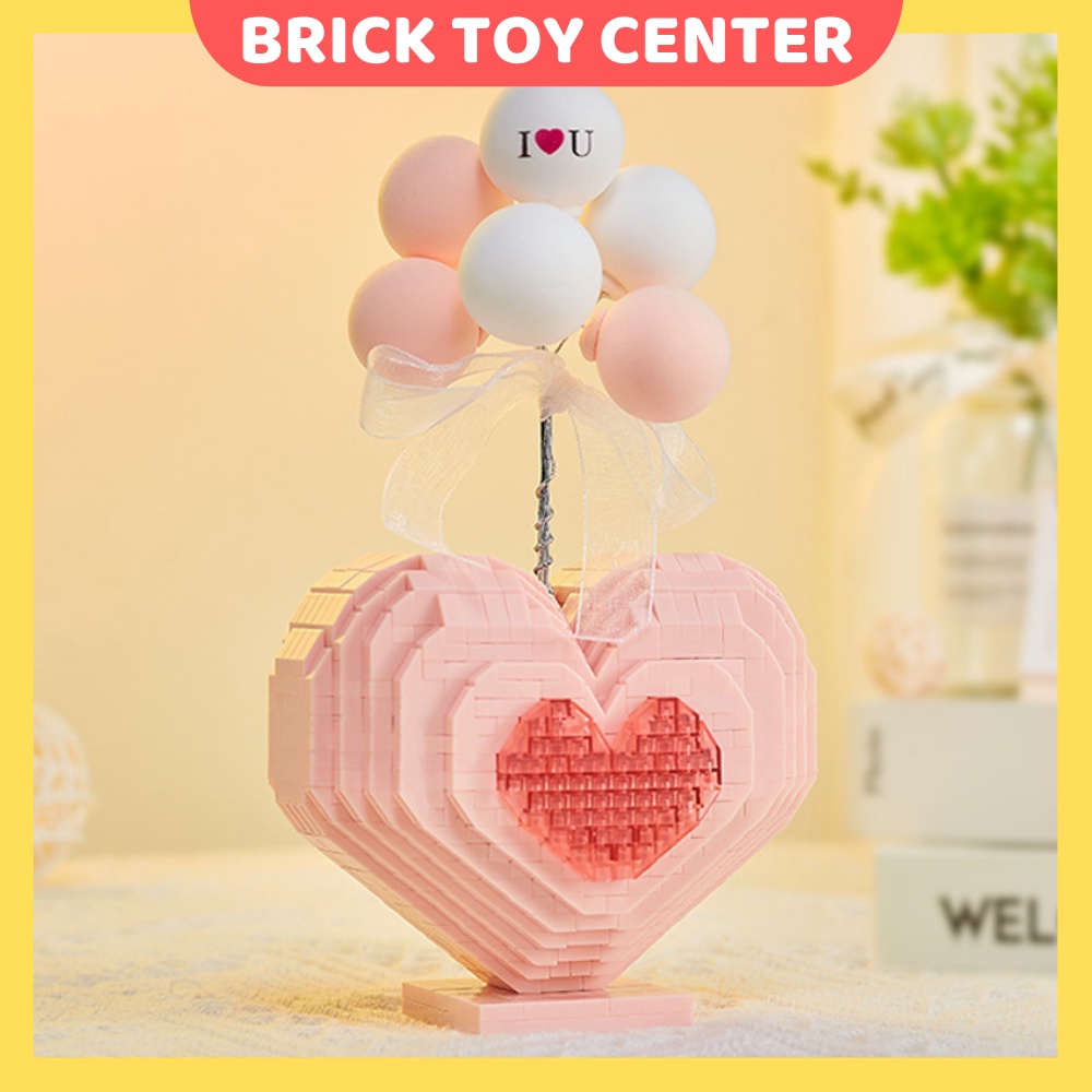 Đồ chơi lắp ghép DIY quà tặng người yêu trái tim có đèn phát sáng 999 chi tiết quà tặng Valentine