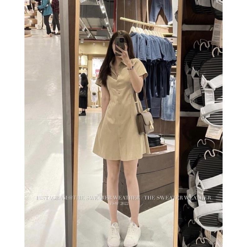 Váy Sơ Mi Thô Mềm Dáng Xoè Dài Lưng Chun Rubystore