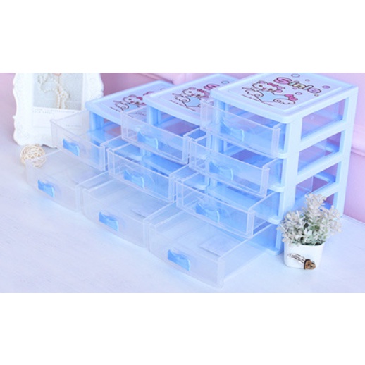Hộp 2 ngăn kéo 3 ngăn kéo đựng trang sức mỹ phẩm đổ trang điểm sticker đồ trang trí DMP14