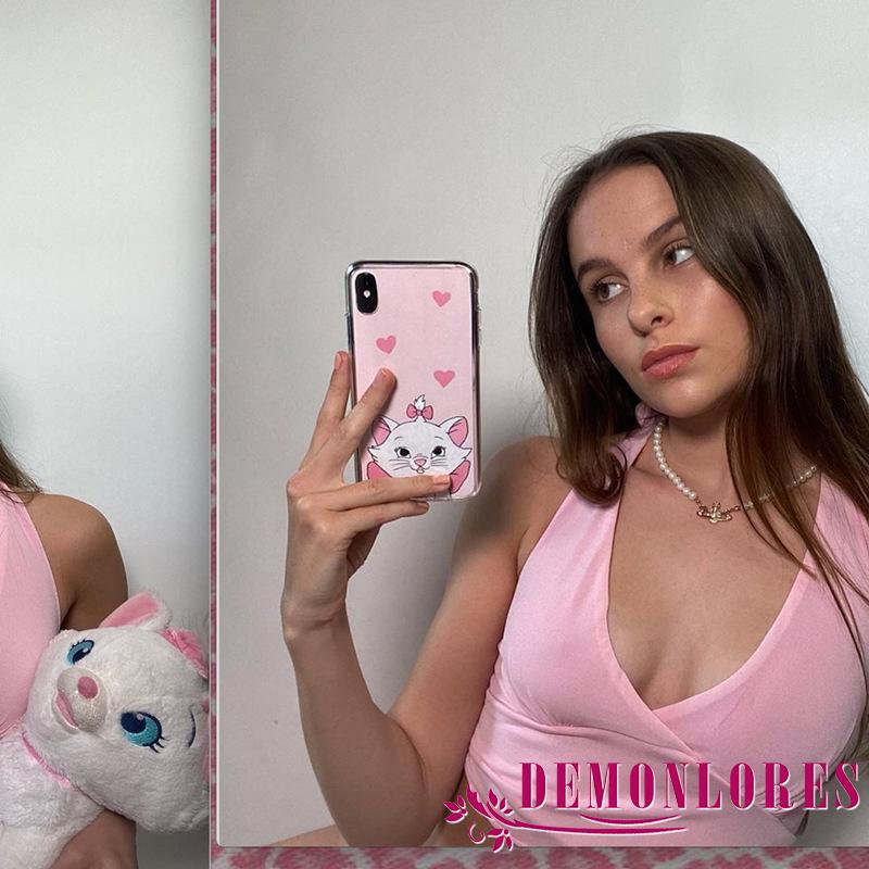 Áo Croptop Sát Nách Cổ Chữ V Màu Trơn Cho Nữ