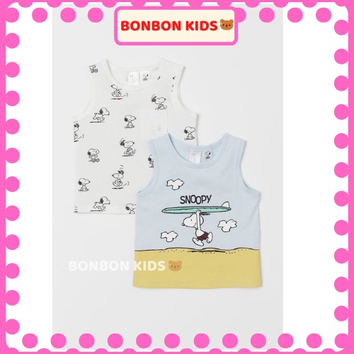 Áo Ba Lỗ Cotton SNOOPY Cho Bé Trai 1, 2, 3, 4, 5 Tuổi Mùa Hè, Áo Ba lỗ Mặc Mùa Hè BONBON KIDS