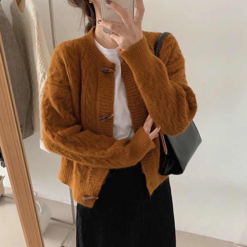 Áo Khoác Sweater Dệt Kim Mềm Mại Màu Xanh Dương Sữa Dễ Thương Cho Nữ