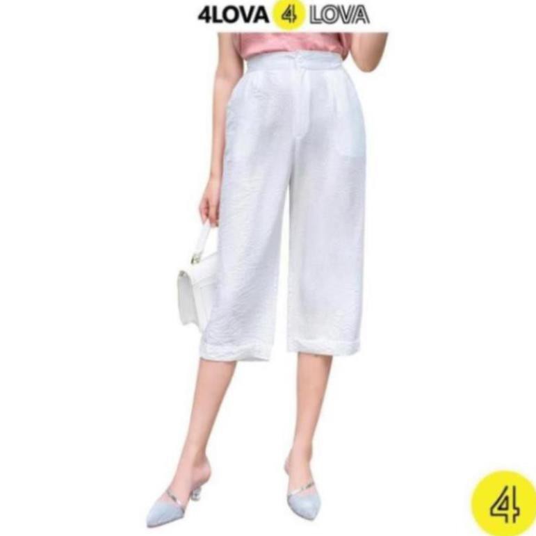 Quần suông nữ ống rộng 4LOVA vải đũi xước cao cấp