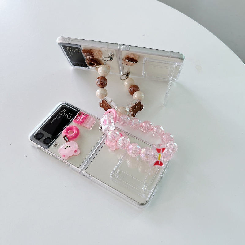 Ốp Điện Thoại Cứng Nắp Gập Chống Sốc Có Quai Đeo Tay Hình Gấu 3D Dễ Thương Cho Samsung Galaxy Z Flip 3 Flip4 Flip 4