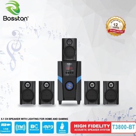 Loa Vi Tính Loa Máy Tính 5.1 Bosston T3800-BT Led RGB Kết Nối Bluetooth (USB, Thẻ Nhớ) - BẢO HÀNH 12 THÁNG