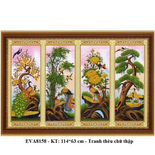 Tranh thêu Bộ tứ quý bốn mùa (nhiều mẫu) - Tranh thêu chữ thập