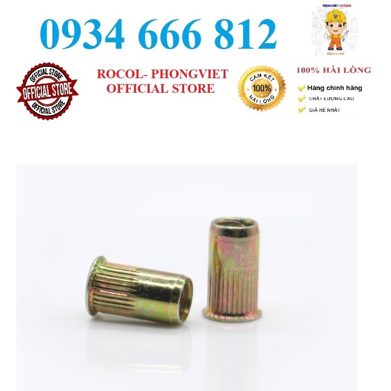 Set 50c Ốc tán rút chân nhỏ M4 thép mạ