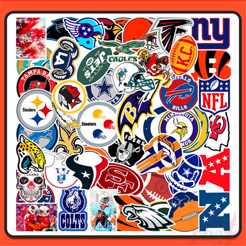 Set 50 miếng dán NFL logo bóng đá 03 chống thấm nước thời trang