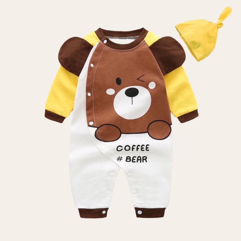 Bodysuit hình động vật dễ thương kèm mũ cho bé