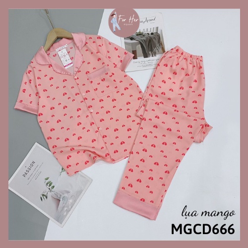 Bộ Đồ Ngủ Pijama - Đồ Mặc Nhà Pizama Lụa Satin Cộc Dài Dễ Thương