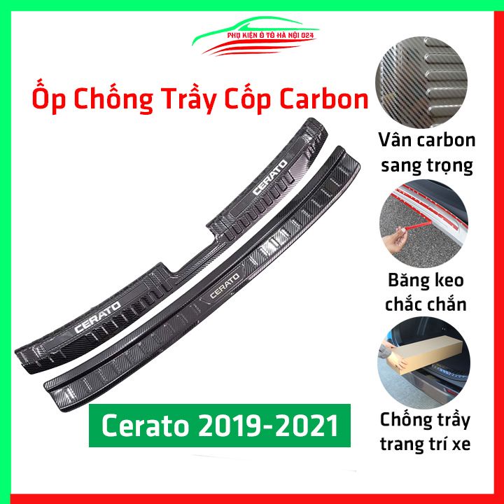 Ốp chống trầy cốp Cerato 2019-2021 cacbon sáng bóng