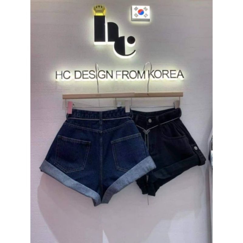 Quần sooc jean gập gấu kèm đai hàng QCL1