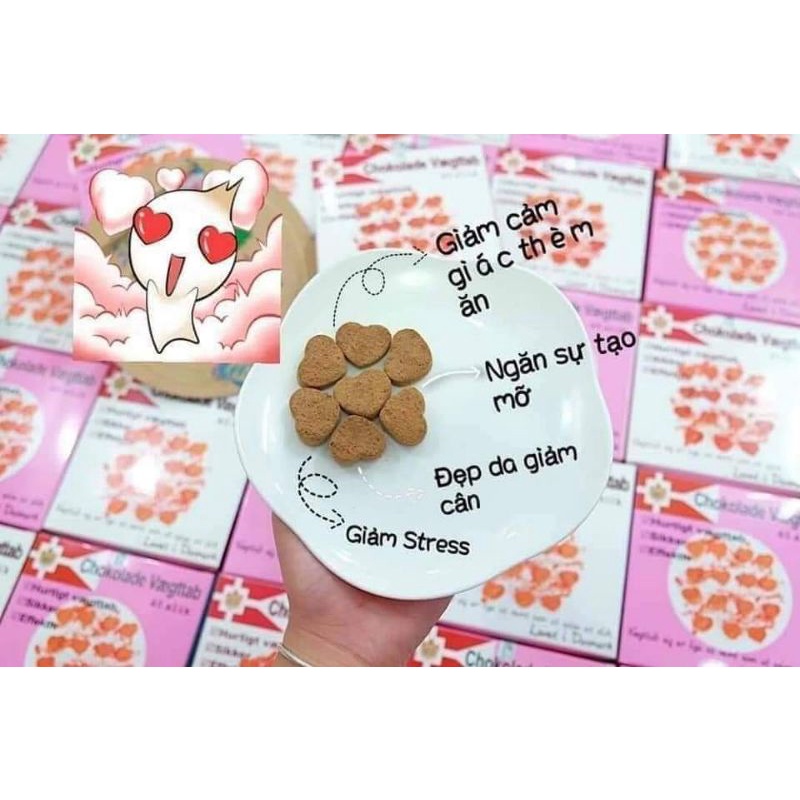 Kẹo Socola giảm cân Chokolade Vaegttab, bản mới màu hồng, giảm mỡ giảm béo nhanh, an toàn, hiệu quả