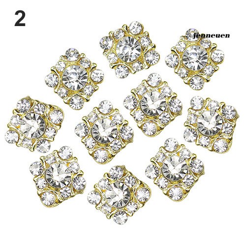 [Hàng mới về] Bộ 10 miếng dán trang trí móng tay nghệ thuật phối pha lê và kim cương giả DIY