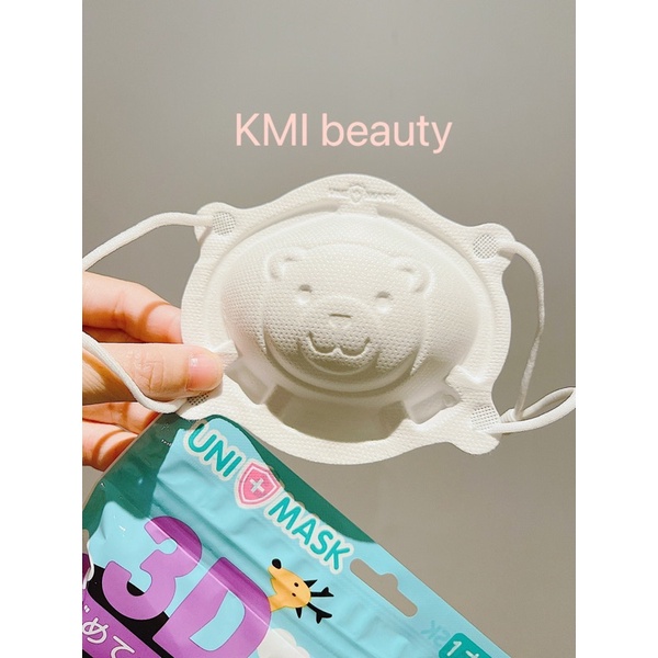 Khẩu trang gấu trẻ em hình gấu cho bé từ 0-3 tuổi UNI MASK bảo vệ hô hấp, chống giọt bắn. set gồm 3 cái, túi zip