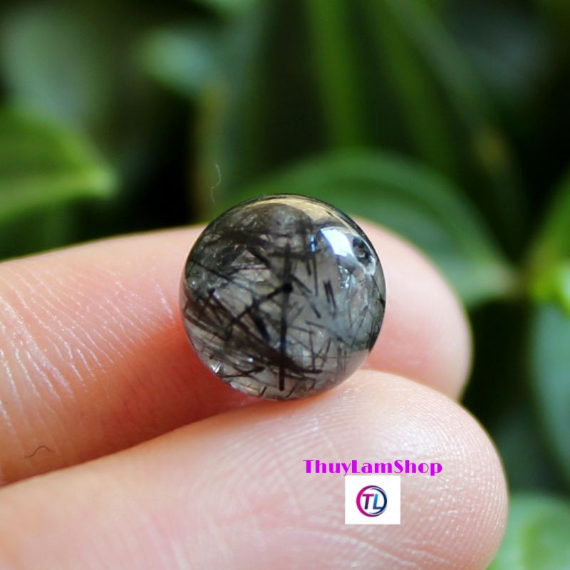 Hạt đá(TA) tóc đen 8li làm mặt nhẫn mặt dây chuyền vòng tay