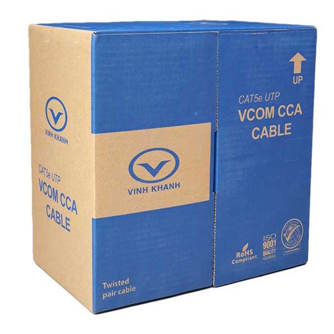 Cáp mạng VCOM Cat5e UTP CCA vỏ PVC