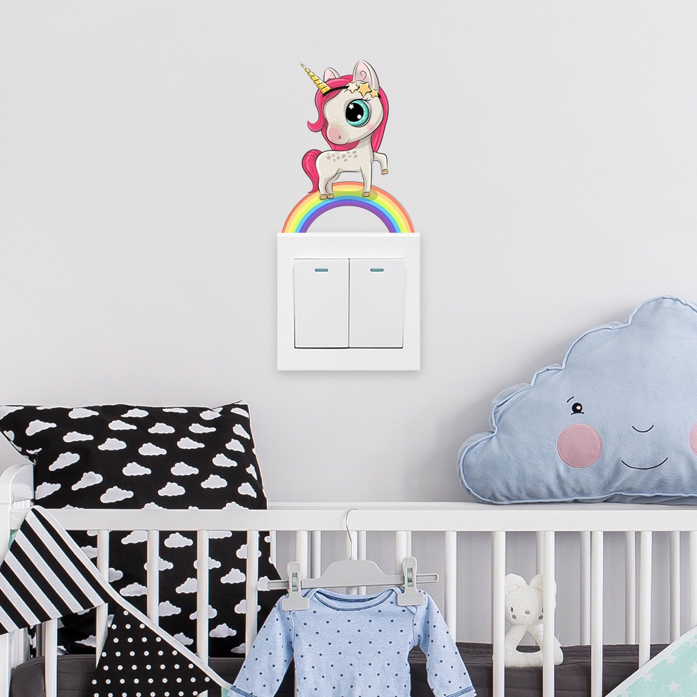 Miếng Dán Trang Trí Công Tắc Hình Kỳ Lân Hoạt Hình Sáng Tạo