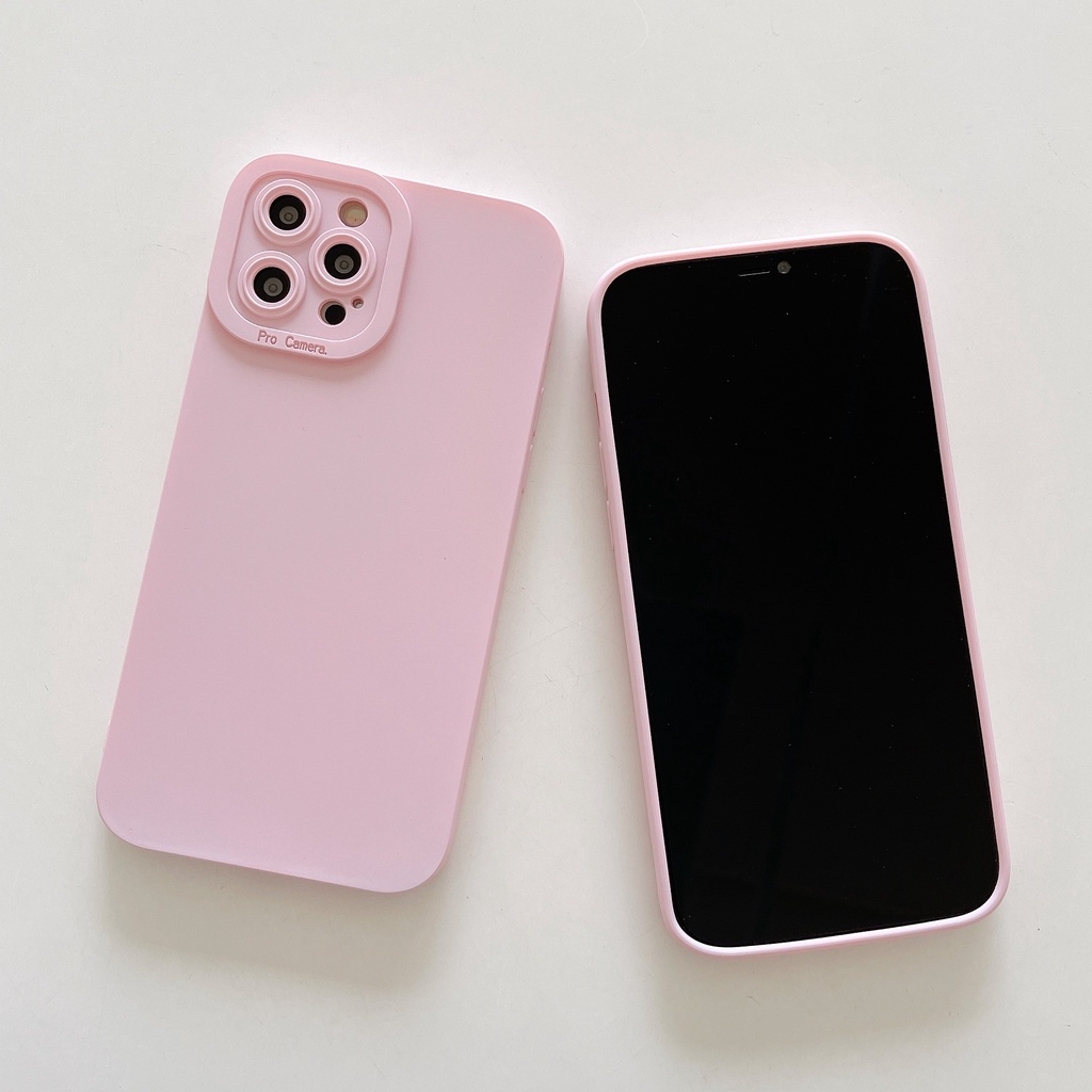 Ốp Điện Thoại Màu Hồng Nhạt Thời Trang Chống Sốc Cho iPhone 14 / 13 / 12 / 11 / X / 8 / 7P