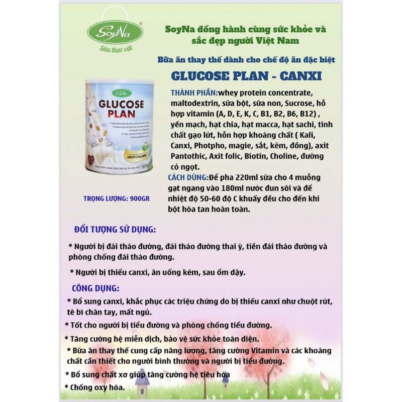 Sữa bổ sung Canxi -Glucose plan - Bữa ăn hoàn hảo, đầy đủ dưỡng chất cần thiết cho trẻ em và người lớn tuổi (Hộp 900gr) | BigBuy360 - bigbuy360.vn