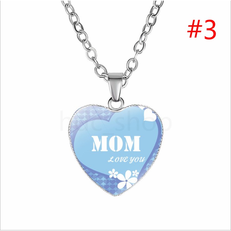 vòng cổ Mặt Trái Tim Khắc Chữ Mom